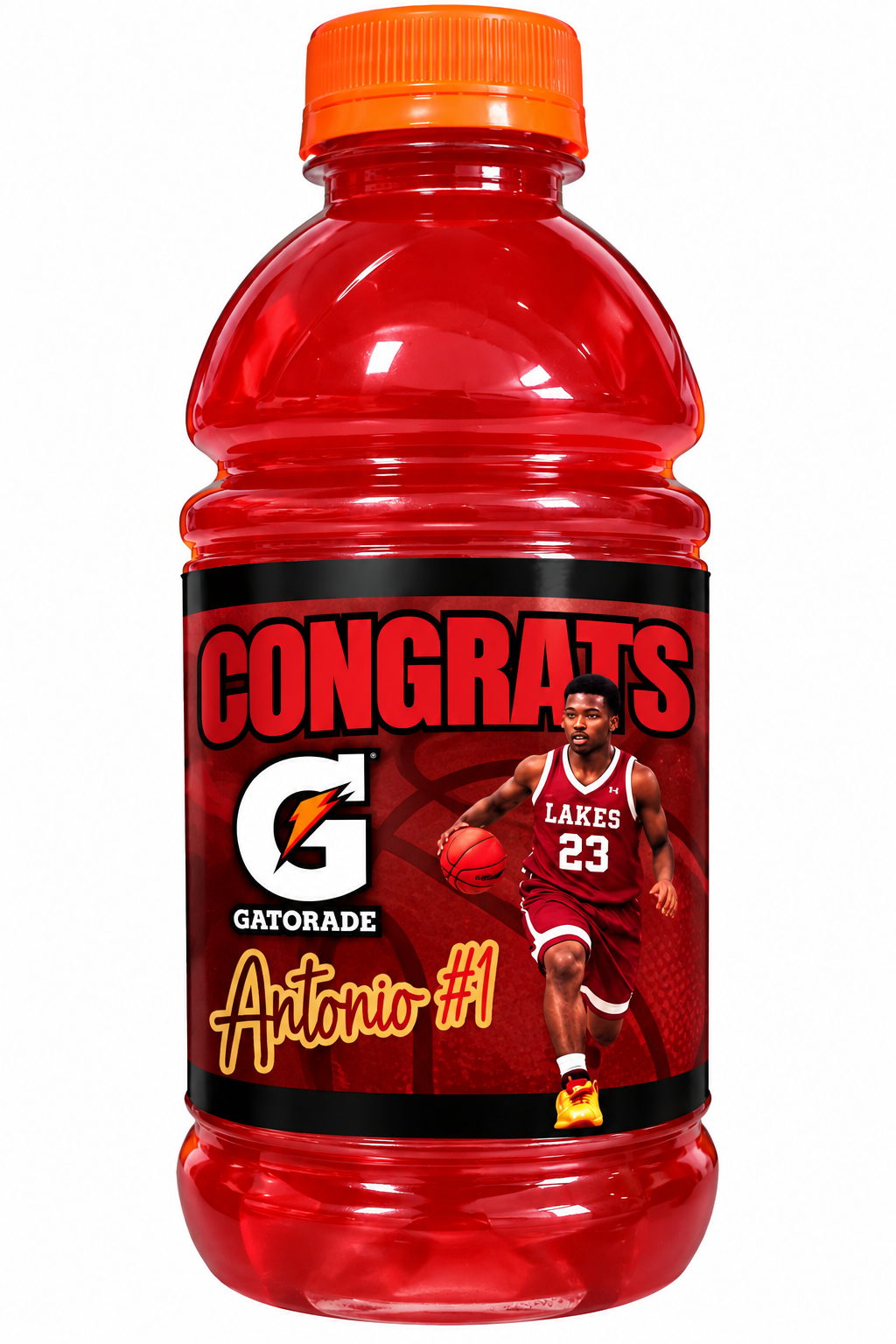Custom Antonio basketball Gatorade label