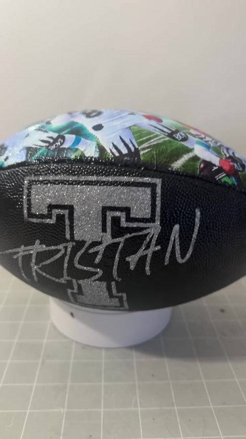 custom footballs name design — actual video still from Party with Franchesca