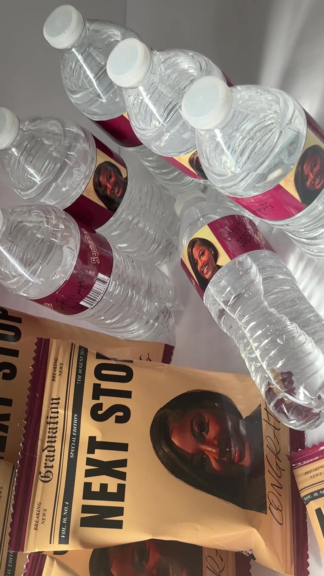 Custom graduation water bottles from Party with Franchesca