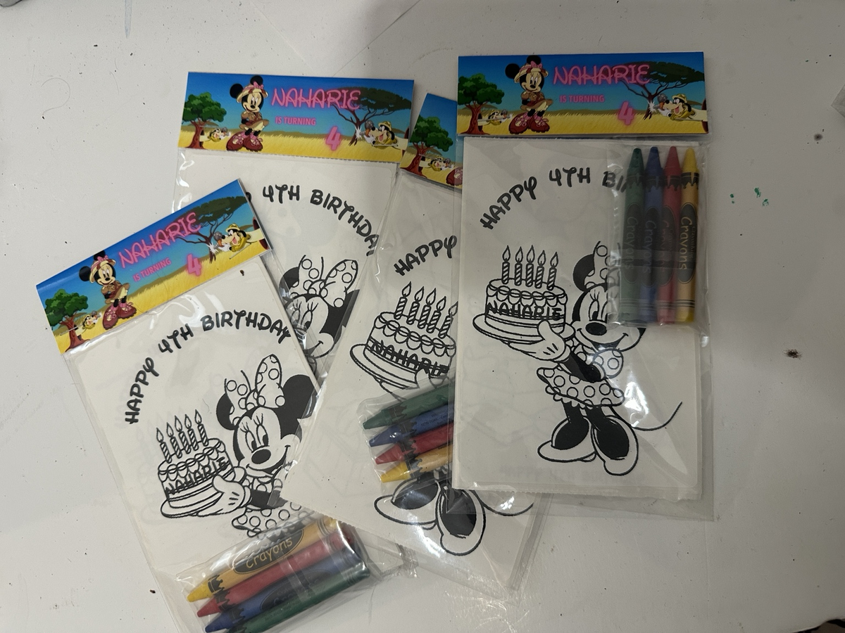 Personalized mini sticker coloring books with crayons