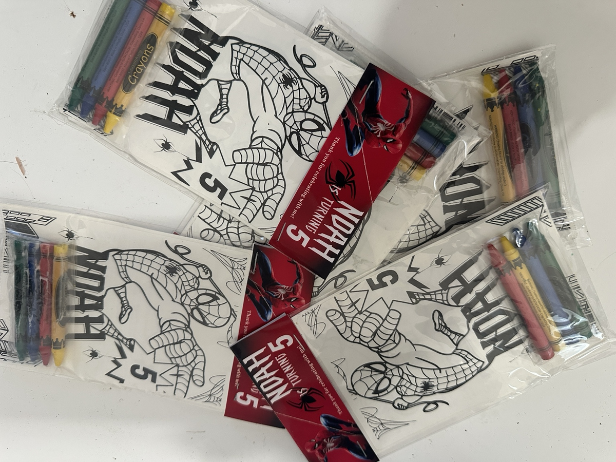 Personalized mini sticker coloring books with crayons