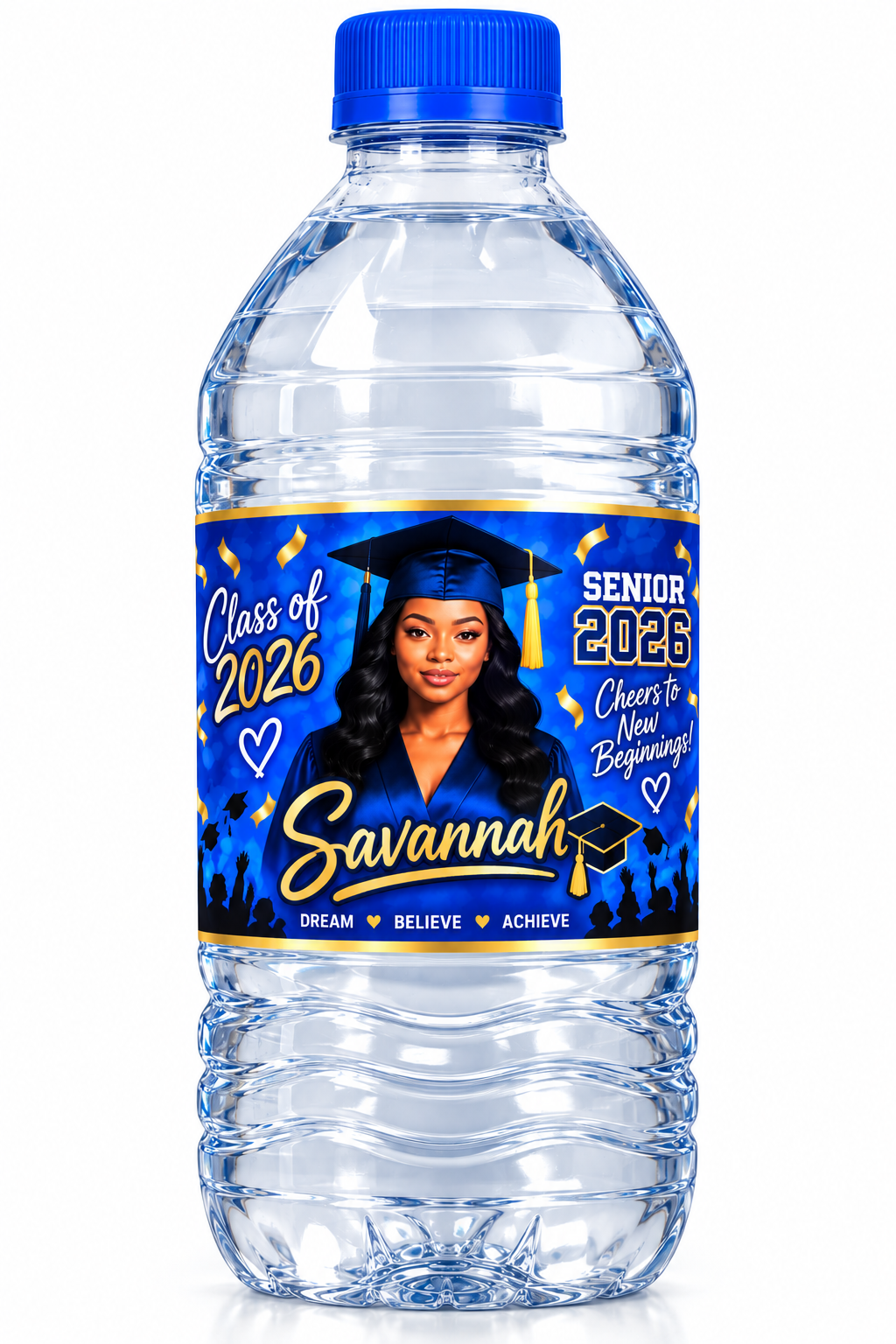 Savannah Class of 2026 graduation water bottle label
